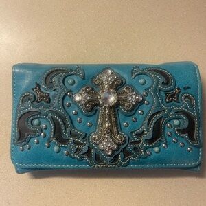 Turquoise Embellished Women's Clutch